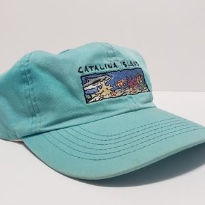 Vintage Catalina Island Aqua-teal Strap-back Hat